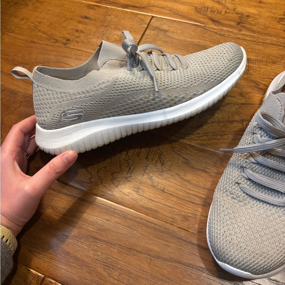 Skechers Light brown Knit Slip-On Sneakers with White Sole